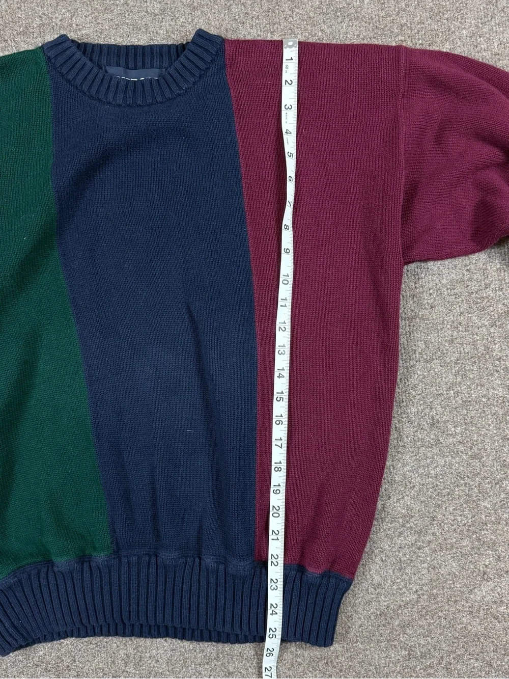 Vintage Jansport Navy Red Green Colorblock Crewneck Pullover Sweater Men’s Large